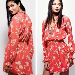 Free People Ruthie floral long sleeve shirt dress size large